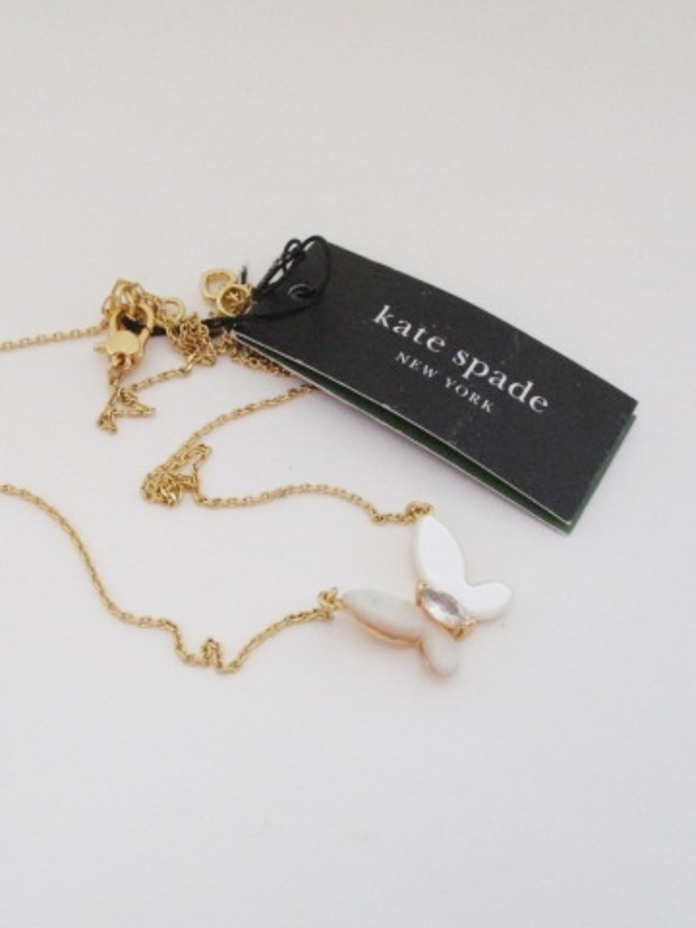 KATE SPADE - Cubic Zirconia & Mother-of-Pearl Butterfly Pendant Necklace